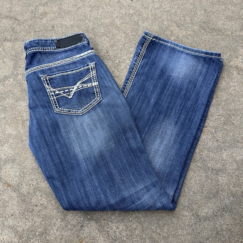 Rock & Roll Cowgirl Riding Jeans Women's 30x34 Mid Rise Bootcut Western Denim